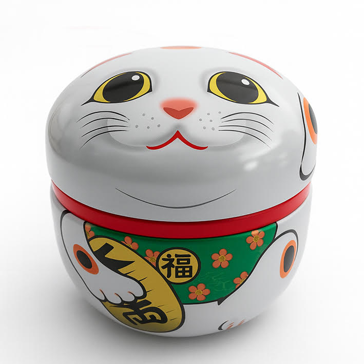 Boite chat porte bonheur blanche