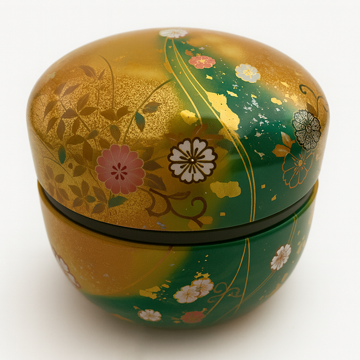 Boite japonaise verte et dorée