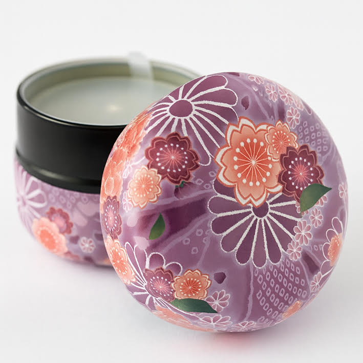 Boîte japonaise fleurie parme