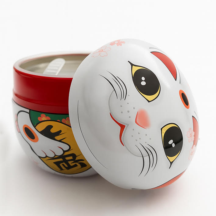 Boite chat porte bonheur blanche