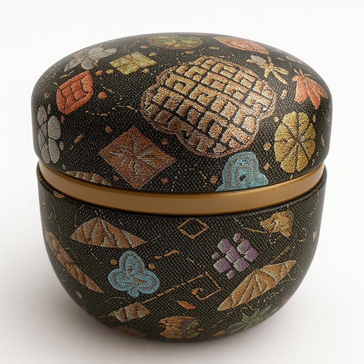 Boite japonaise noire mat à motifs