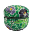 Boite japonaise verte fleurie