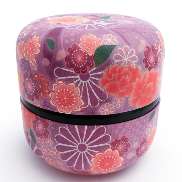 Boîte japonaise fleurie parme